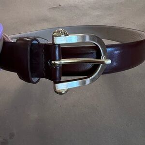 Women’s Genuine Leather Brown Gold Buckle Size Small Belt